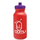 aerial view a red bottle & violet lid 20 oz the omni color bike bottle with push pull lid, image 1 of 2