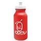 aerial view a red bottle & white lid 20 oz the omni color bike bottle with push pull lid, image 1 of 2
