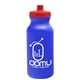 aerial view a royal blue bottle & red lid 20 oz the omni color bike bottle with push pull lid, image 1 of 2