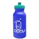 aerial view a royal blue bottle & teal lid 20 oz the omni color bike bottle with push pull lid, image 1 of 2