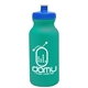 aerial view a teal bottle & royal blue lid 20 oz the omni color bike bottle with push pull lid, image 1 of 2