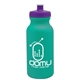 aerial view a teal bottle & violet lid 20 oz the omni color bike bottle with push pull lid, image 1 of 2