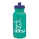 aerial view a teal bottle & navy blue lid 20 oz the omni color bike bottle with push pull lid, image 1 of 2