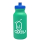 aerial view a turquoise bottle & royal blue lid 20 oz the omni color bike bottle with push pull lid, image 1 of 2