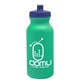 aerial view a turquoise bottle & navy blue lid 20 oz the omni color bike bottle with push pull lid, image 1 of 2