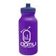 aerial view a violet bottle & navy blue lid 20 oz the omni color bike bottle with push pull lid, image 1 of 2