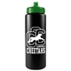 a black bottle & green lid garyline(r) quart sport bottle with push - pull lid - 32 oz