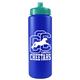 a royal blue bottle & teal lid garyline(r) quart sport bottle with push - pull lid - 32 oz
