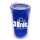 a transparent blue 14 oz transparent tumbler