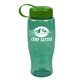 a transparent teal bottle & green lid poly - pure - 27 oz transparent bottle with tethered lid