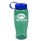 a transparent teal bottle & blue lid poly - pure - 27 oz transparent bottle with tethered lid