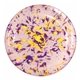 aerial view a yellow/purple fun 9 confetti flying disc, image 1 of 2