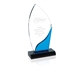 aerial view a clear/blue blue accent acrylic award - 5 x 9 x 2 in, image 1 of 2
