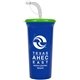 a royal blue cup & neon green lid super sipper - 32 oz sport sipper with straw
