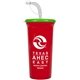 a red cup & neon green lid super sipper - 32 oz sport sipper with straw