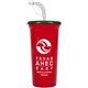 a red cup & dark green lid super sipper - 32 oz sport sipper with straw