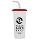 a white cup & red lid super sipper - 32 oz sport sipper with straw