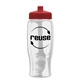 a clear bottle & red lid poly - pure - 27 oz transparent bottle with push pull lid