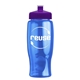 a transparent blue bottle & violet lid poly - pure - 27 oz transparent bottle with push pull lid
