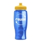 a transparent blue bottle & yellow lid poly - pure - 27 oz transparent bottle with push pull lid