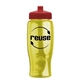 a transparent yellow bottle & red lid poly - pure - 27 oz transparent bottle with push pull lid