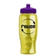 a transparent yellow bottle & violet lid poly - pure - 27 oz transparent bottle with push pull lid