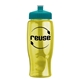 a transparent yellow bottle & teal lid poly - pure - 27 oz transparent bottle with push pull lid