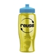 a transparent yellow bottle & cyan lid poly - pure - 27 oz transparent bottle with push pull lid