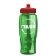 a transparent green bottle & red lid poly - pure - 27 oz transparent bottle with push pull lid