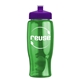 a transparent green bottle & violet lid poly - pure - 27 oz transparent bottle with push pull lid
