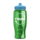 a transparent green bottle & cyan lid poly - pure - 27 oz transparent bottle with push pull lid