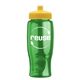 a transparent green bottle & yellow lid poly - pure - 27 oz transparent bottle with push pull lid