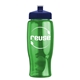 a transparent green bottle & navy blue lid poly - pure - 27 oz transparent bottle with push pull lid