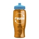 a transparent orange bottle & cyan lid poly - pure - 27 oz transparent bottle with push pull lid