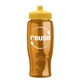 a transparent orange bottle & yellow lid poly - pure - 27 oz transparent bottle with push pull lid