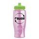 a transparent pink bottle & lime green lid poly - pure - 27 oz transparent bottle with push pull lid