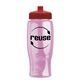 a transparent pink bottle & red lid poly - pure - 27 oz transparent bottle with push pull lid