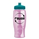 a transparent pink bottle & teal lid poly - pure - 27 oz transparent bottle with push pull lid