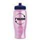 a transparent pink bottle & navy blue lid poly - pure - 27 oz transparent bottle with push pull lid