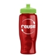 a transparent red bottle & lime green lid poly - pure - 27 oz transparent bottle with push pull lid