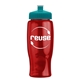 a transparent red bottle & teal lid poly - pure - 27 oz transparent bottle with push pull lid