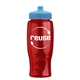 a transparent red bottle & cyan lid poly - pure - 27 oz transparent bottle with push pull lid