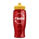 a transparent red bottle & yellow lid poly - pure - 27 oz transparent bottle with push pull lid