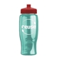 a transparent teal bottle & red lid poly - pure - 27 oz transparent bottle with push pull lid