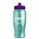 a transparent teal bottle & violet lid poly - pure - 27 oz transparent bottle with push pull lid