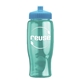a transparent teal bottle & cyan lid poly - pure - 27 oz transparent bottle with push pull lid