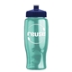 a transparent teal bottle & navy blue lid poly - pure - 27 oz transparent bottle with push pull lid