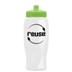 a white bottle & lime green lid poly - pure - 27 oz transparent bottle with push pull lid
