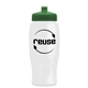 a white bottle & green lid poly - pure - 27 oz transparent bottle with push pull lid