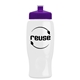 a white bottle & violet lid poly - pure - 27 oz transparent bottle with push pull lid